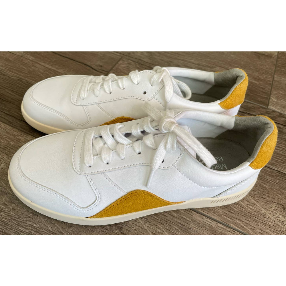Everlane The ReLeather Court Sneaker White Mustard Yellow Size W6.5 M4.5 NWOB - Picture 4 of 7